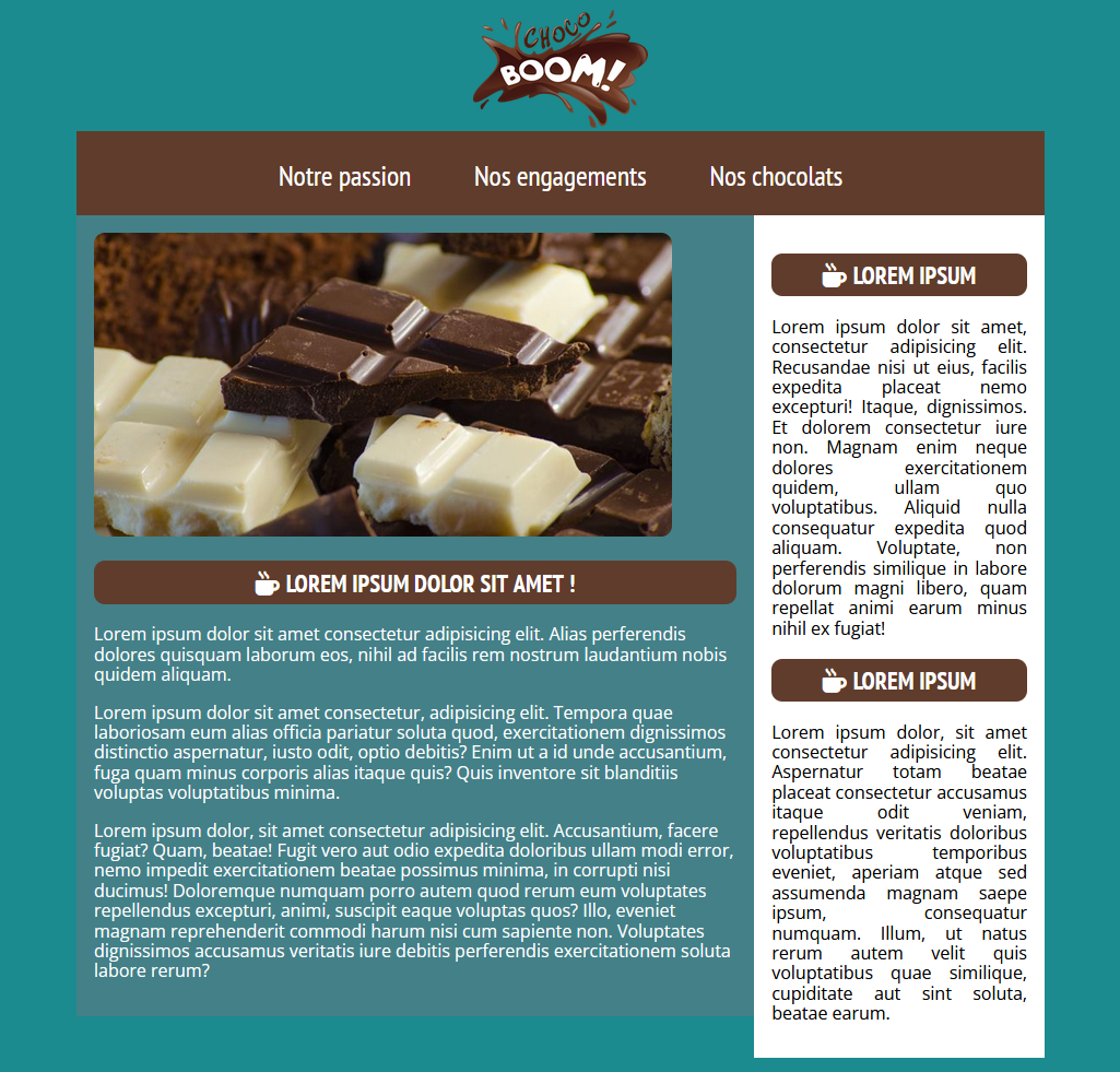 site web 'Choco Boom'