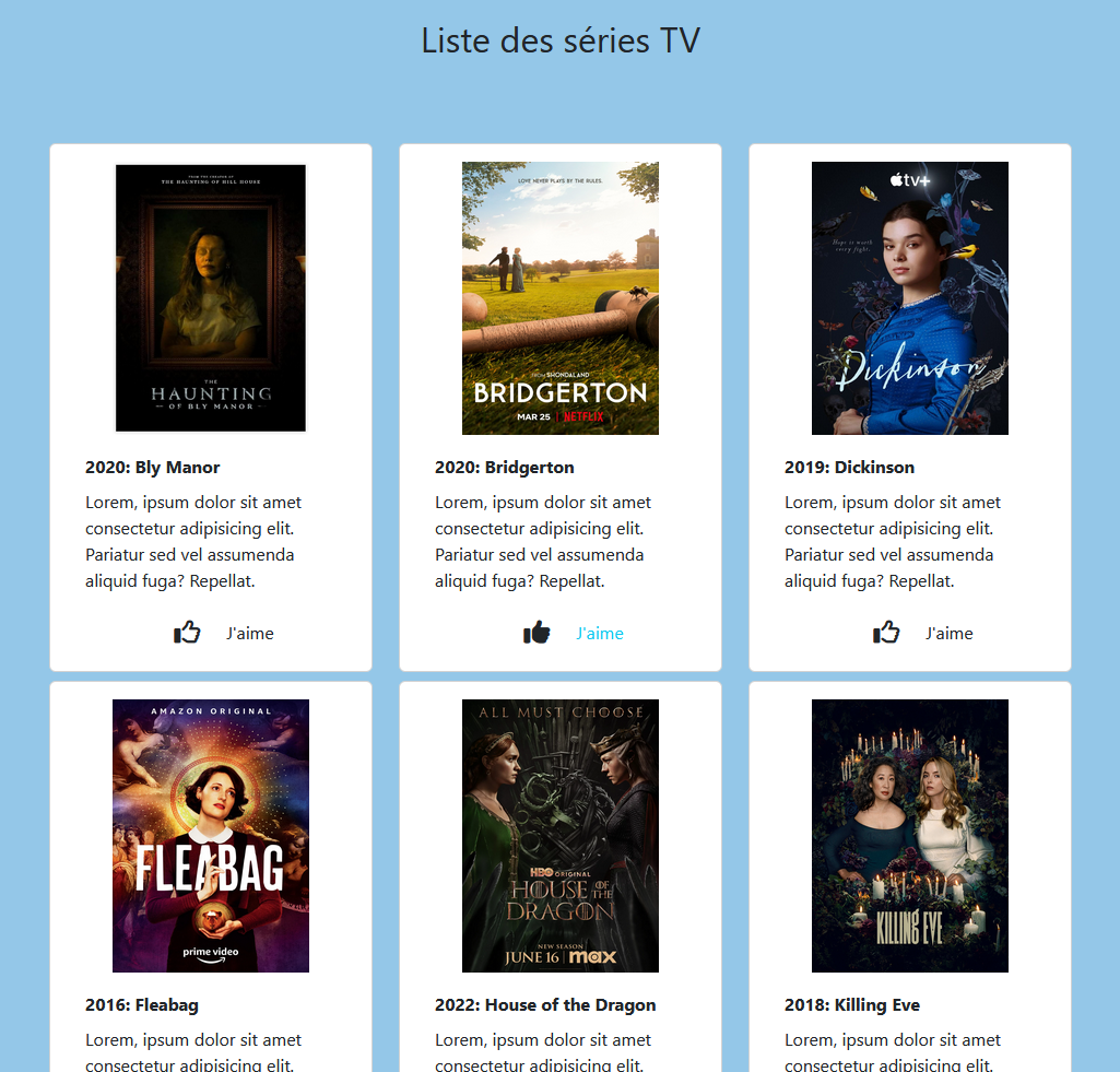 site web 'Liste des séries TV'